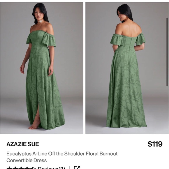 AZAZIE SUE- Eucalyptus A-Line Off the Shoulder Floral Burnout Dress - Picture 1 of 6